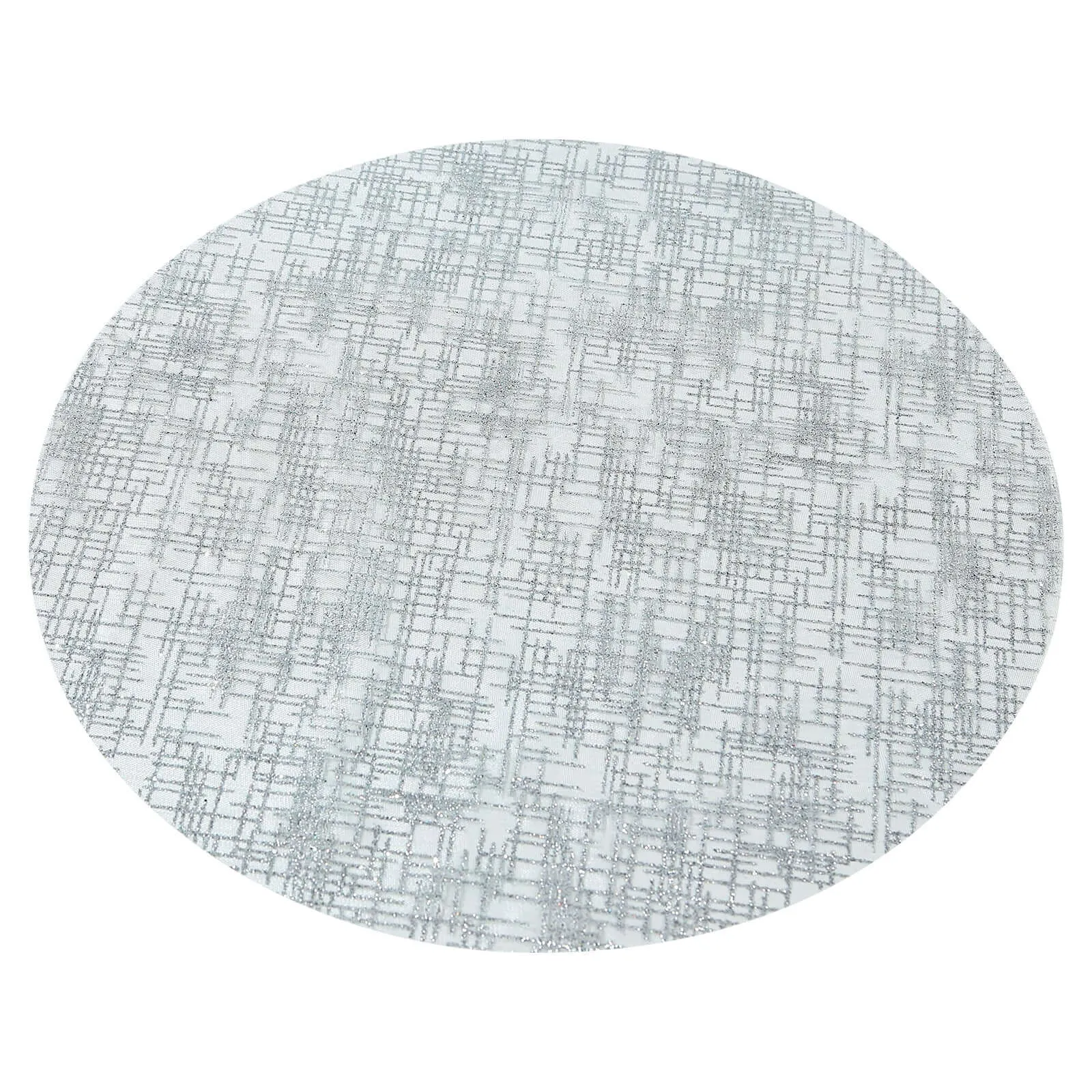 10 Pack Metallic Silver Glitter Mesh Round Placemats, 13" Polyester Dining Table Mats