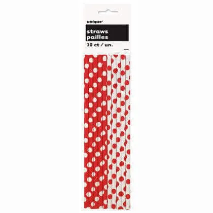 10 Ruby Red Paper Straws