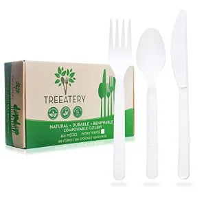 100% Compostable Cutlery Set, 380 Pack