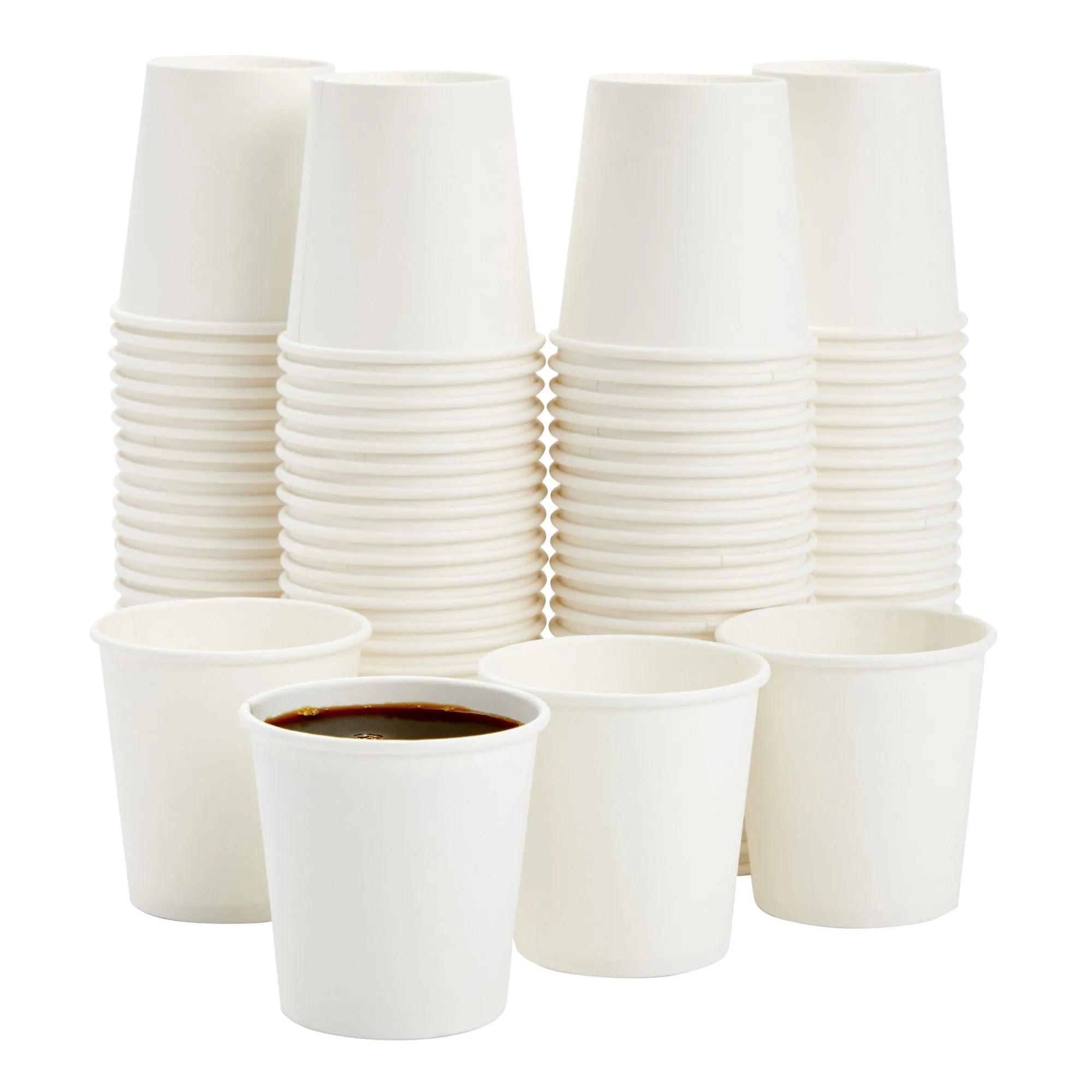 100 Pack Disposable Mini Paper Cups for Espresso, Mouthwash, Tea, Coffee (4oz, White)