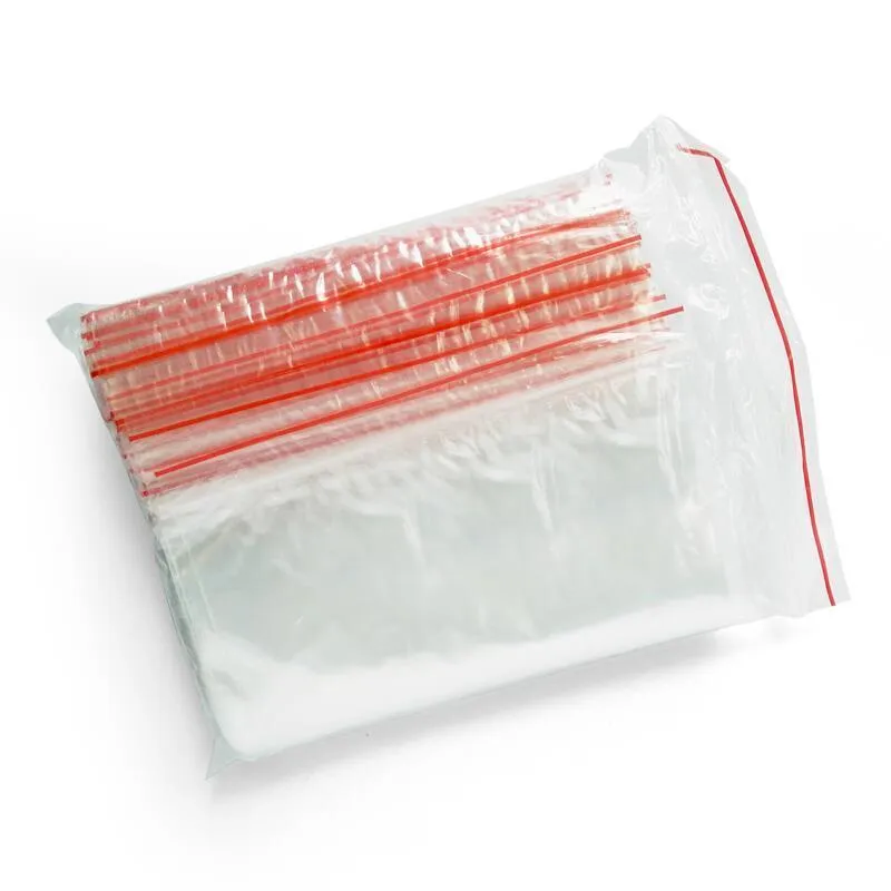 100/Pack Large And Small No.9 Self Sealed Food Bag Thickened Waterproof Food Transparent PE Sealed Bag Clip Chain Moisture Proof Sealed Bag 20 × 28cm