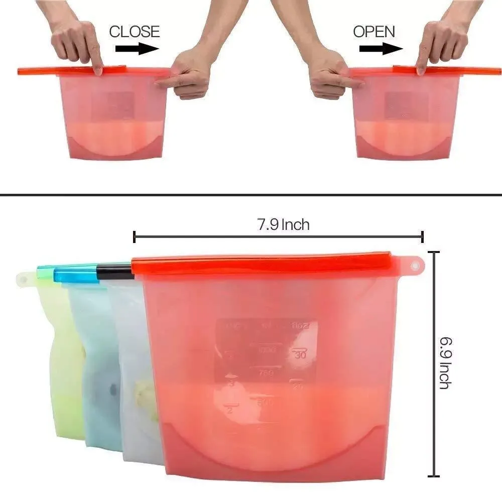 1080 Reusable Silicone Airtight Leakproof Food Storage Bag - 1 ltr