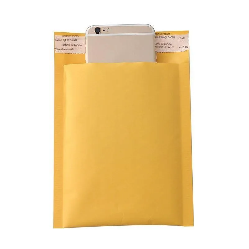 1400 Only Kraft Paper Self Sealing Bag, Composite Bubble Envelope, Foam Shocproof Yellow Express Bag 11*13 4cm