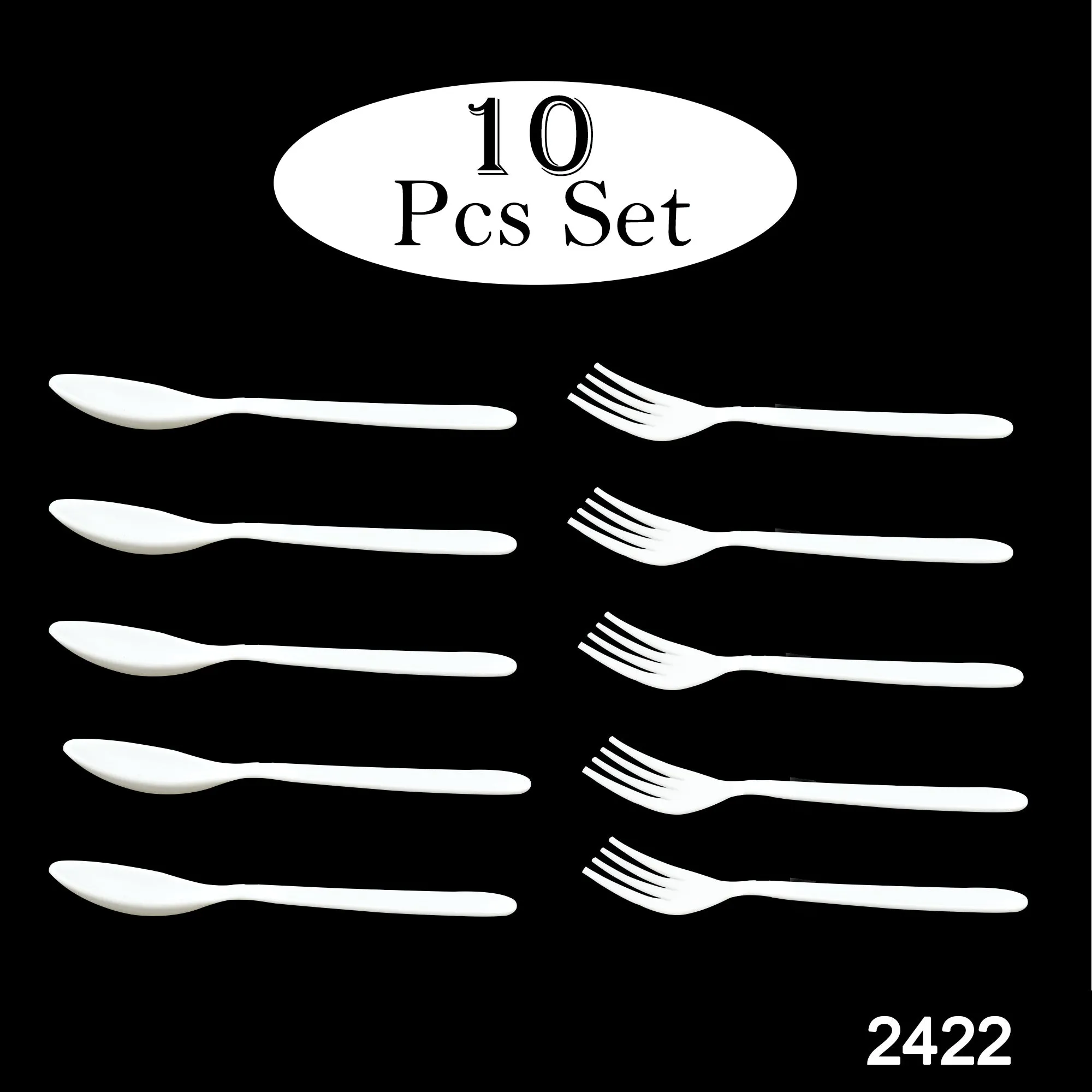 2422 Dinnerware Cutlery Premium Plastic Spoon And Fork Set - 10 pcs