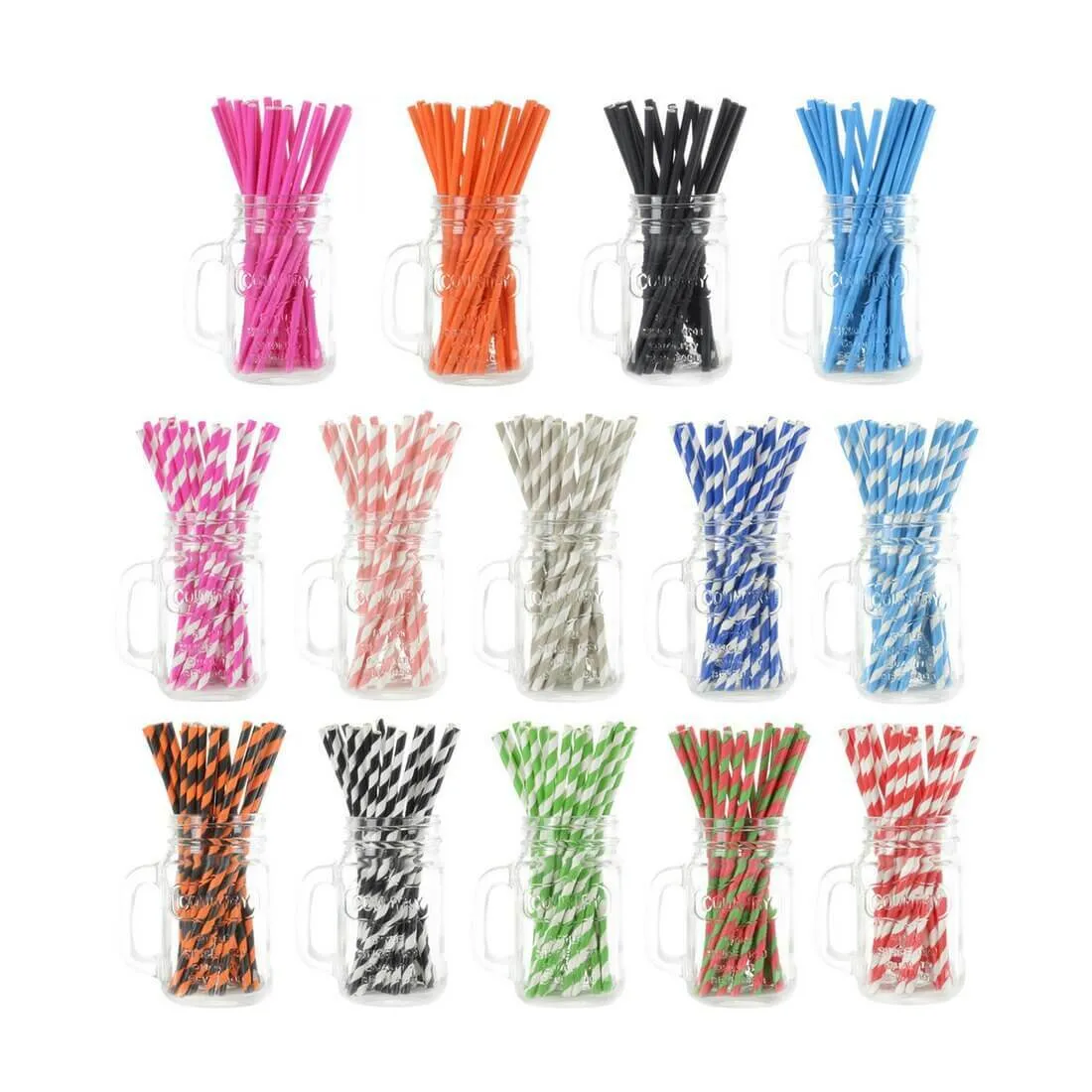 250 Eco Friendly Recyclable Paper Straws Bright Colours