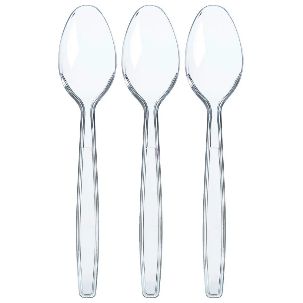 500 Clear Plastic Spoons Bulk - Plastic Silverware Spoons - Plastic Spoon Heavy