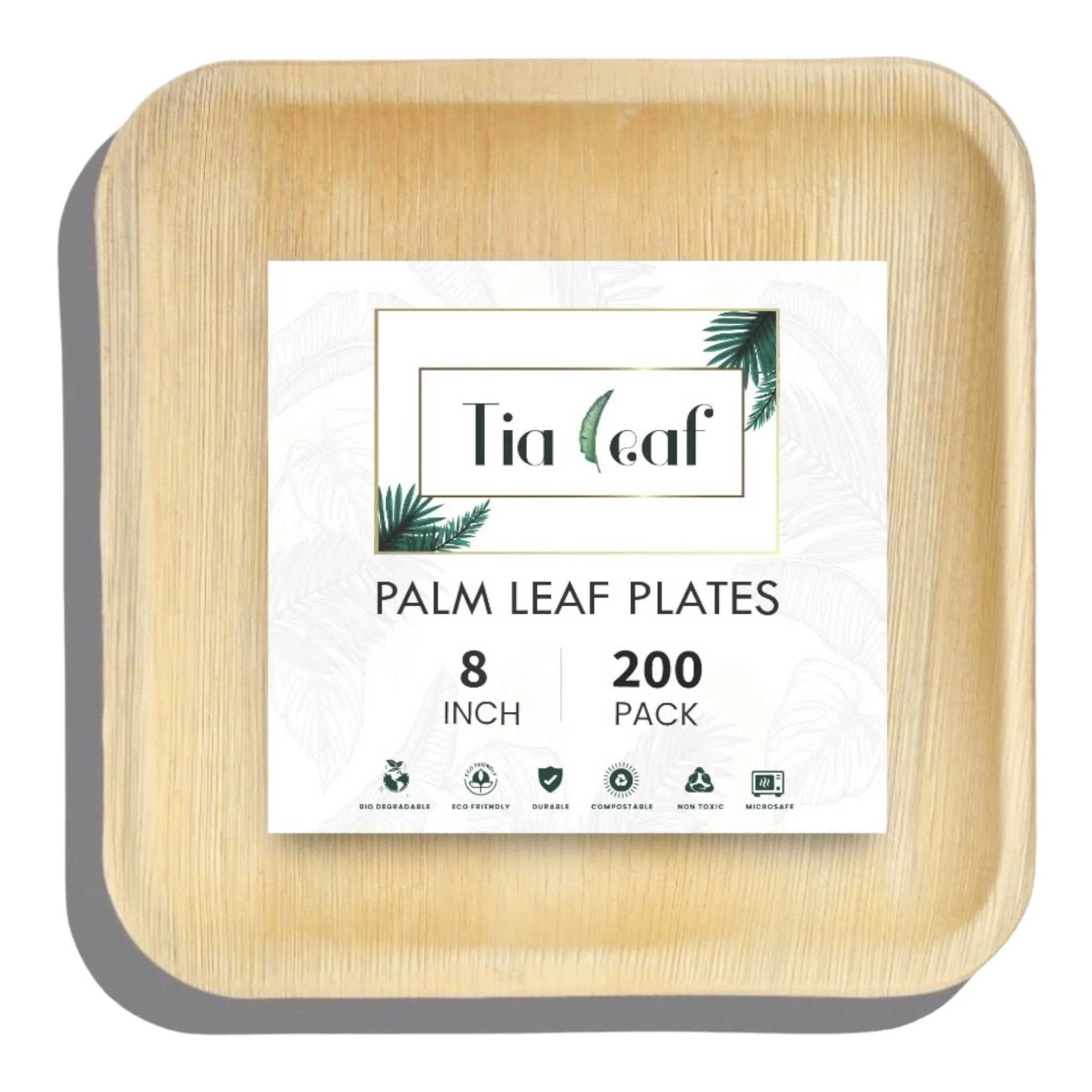 8 Inch Square Disposable Palm Leaf Plates