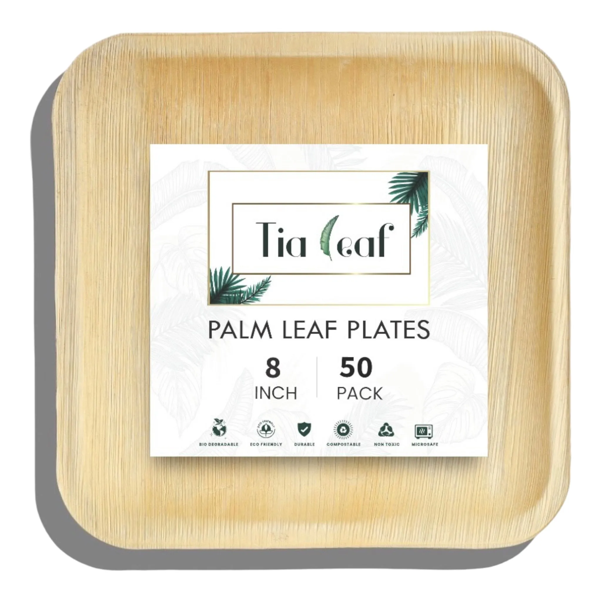 8 Inch Square Disposable Palm Leaf Plates