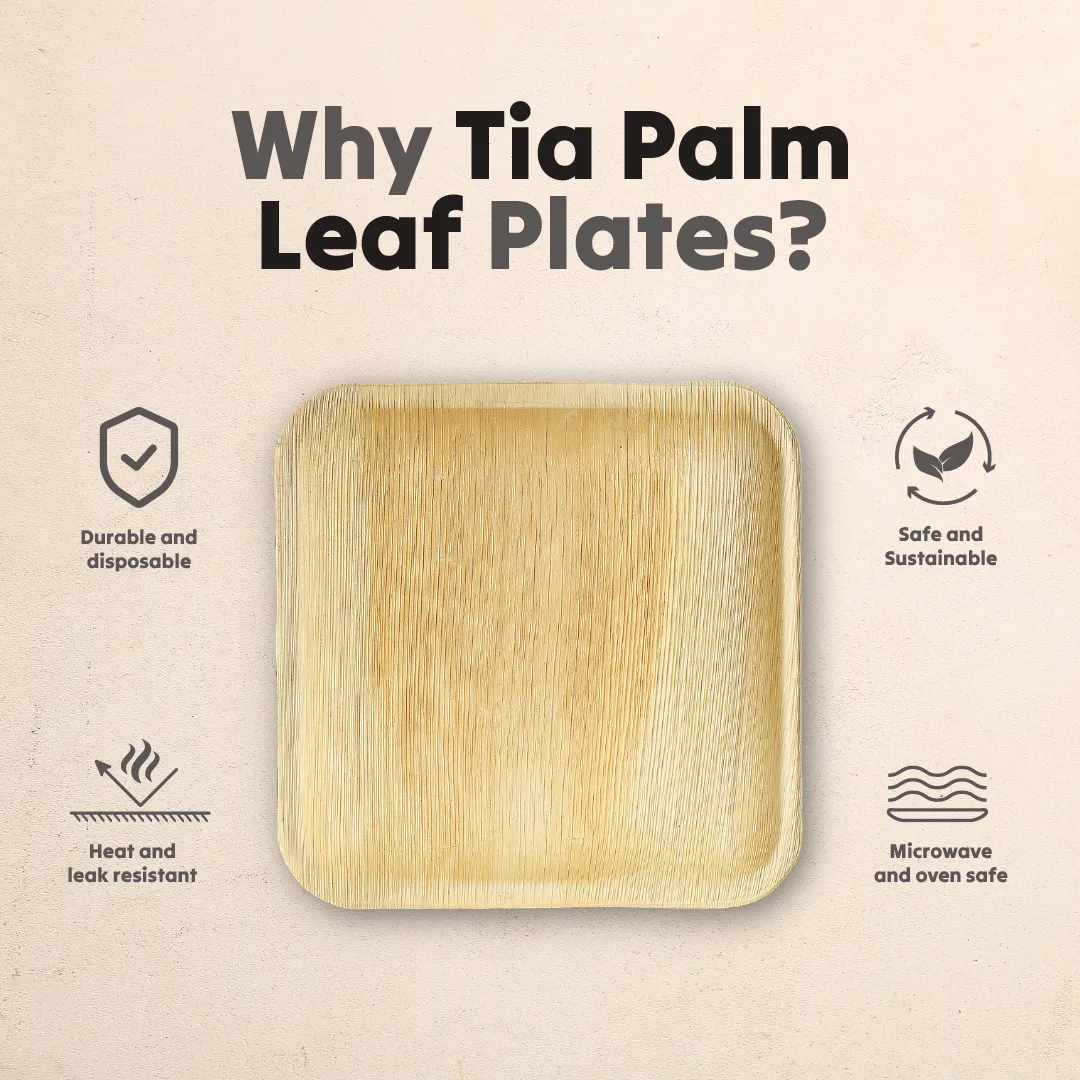 8 Inch Square Disposable Palm Leaf Plates