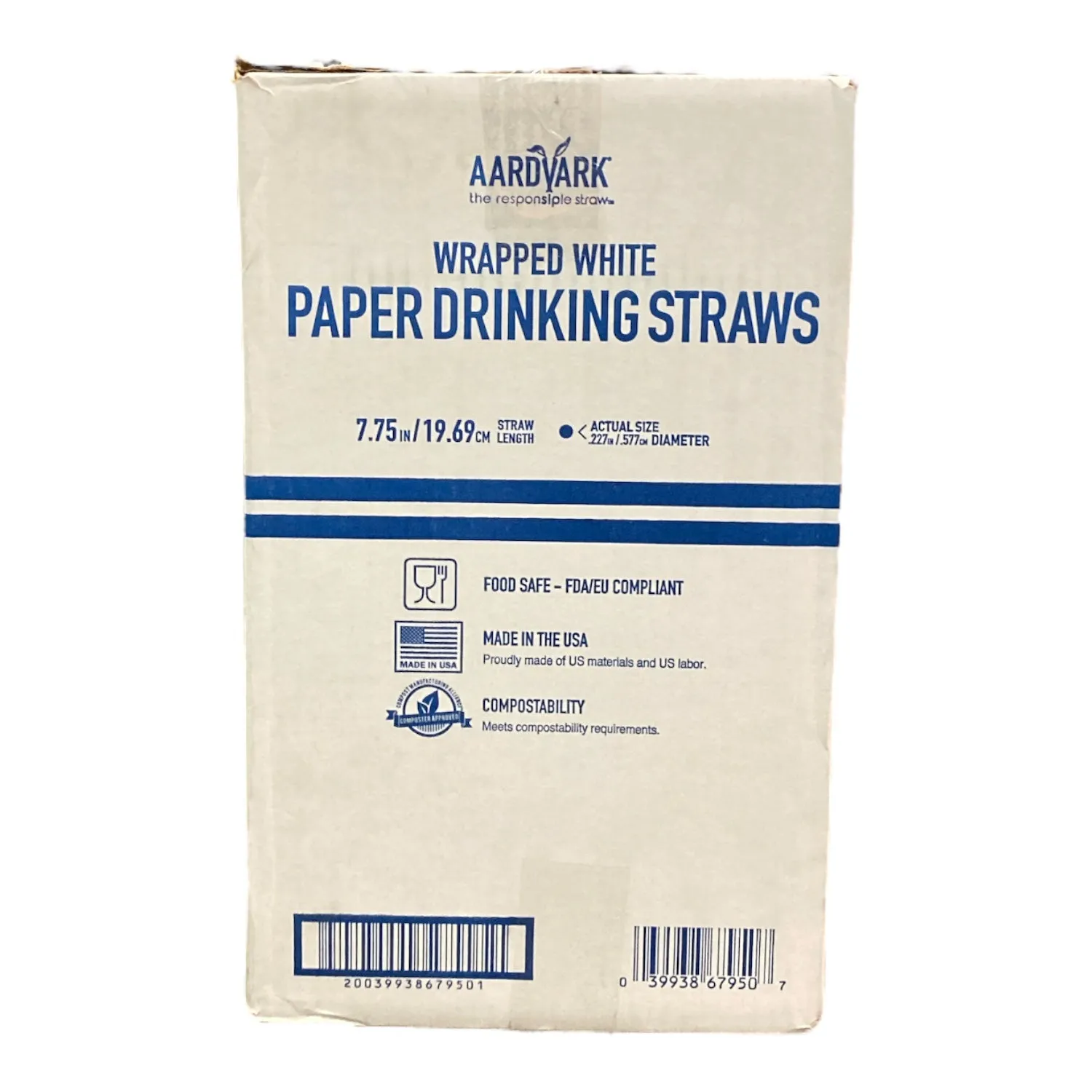 Aardvark White Wrapped Paper Straws, 7.75" (3200 ct.)