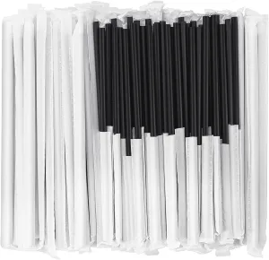 Biodegradable Compostable Individually Wrapped Straws, PLA Disposable Plant Based Eco Friendly Straws 8.25" Long, 0.23" Wide