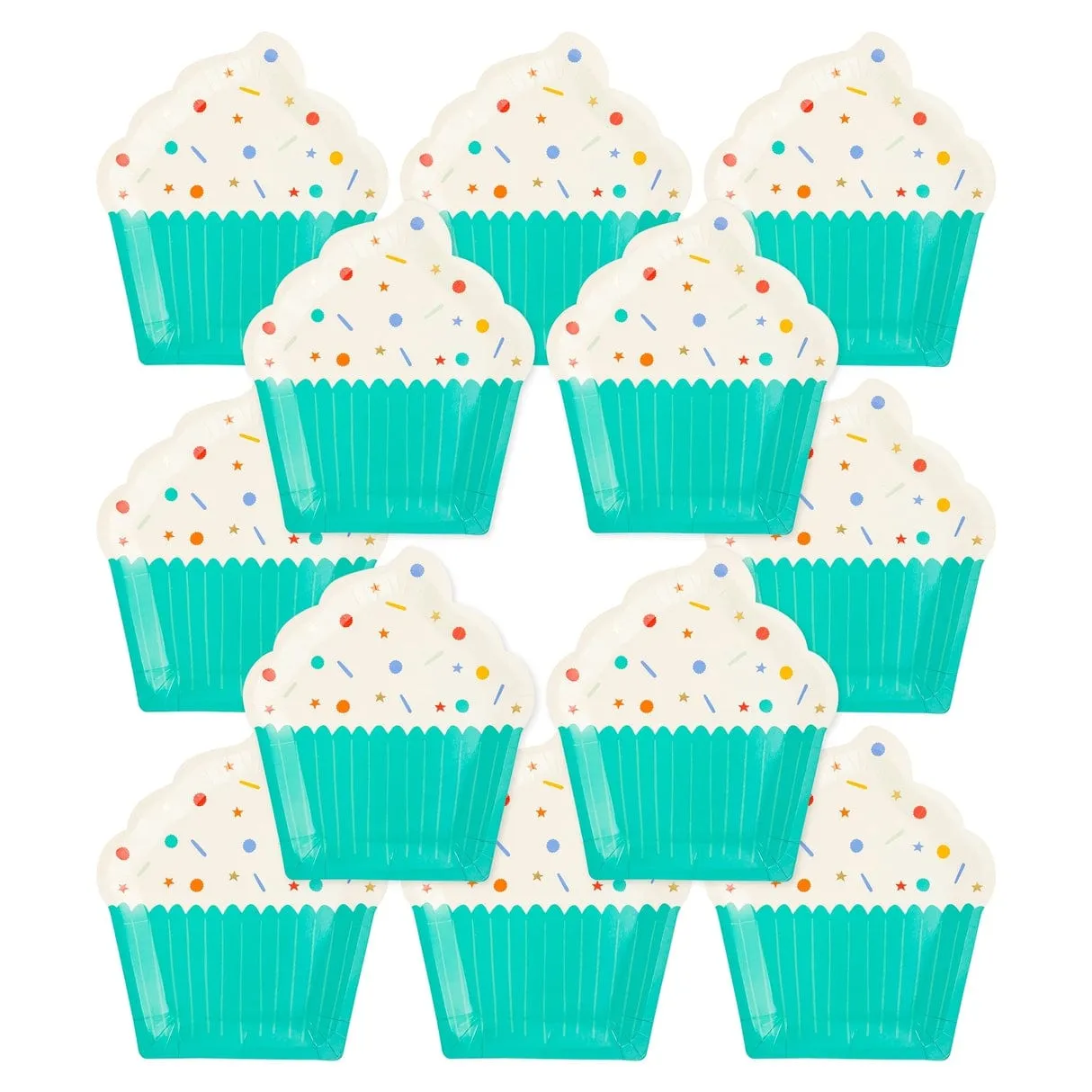 Birthday Cupcake Shaped Party Plates x 12