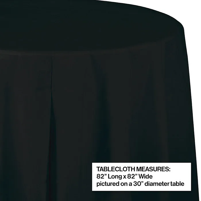 Black Velvet Round Plastic Tablecover, 82"