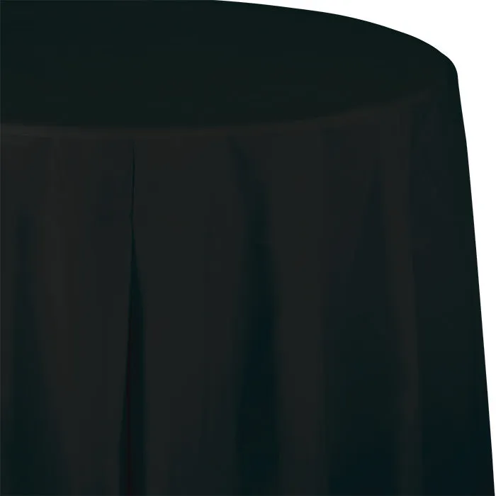 Black Velvet Round Plastic Tablecover, 82"