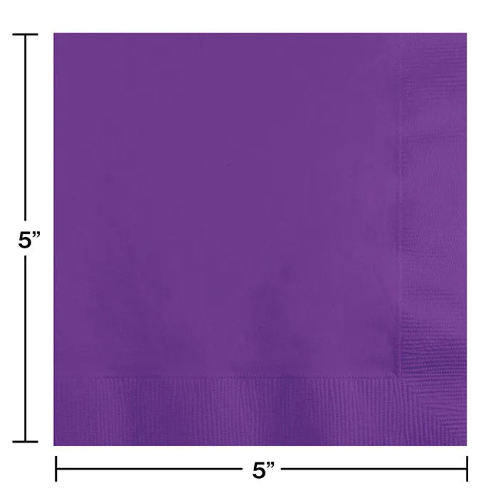 Bulk Amethyst Purple 2 Ply Beverage Napkins (600 per Case)