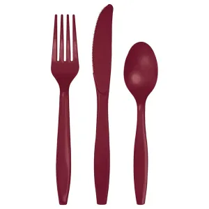 Bulk Burgundy Assorted Plastic Cutlery (288 per Case)