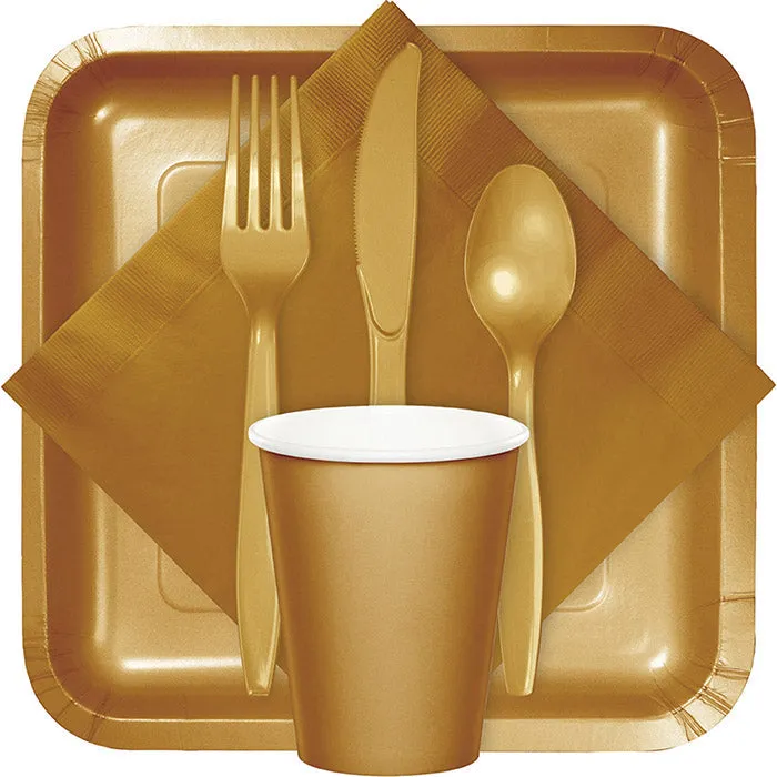 Bulk Glittering Gold Assorted Plastic Cutlery (288 per Case)