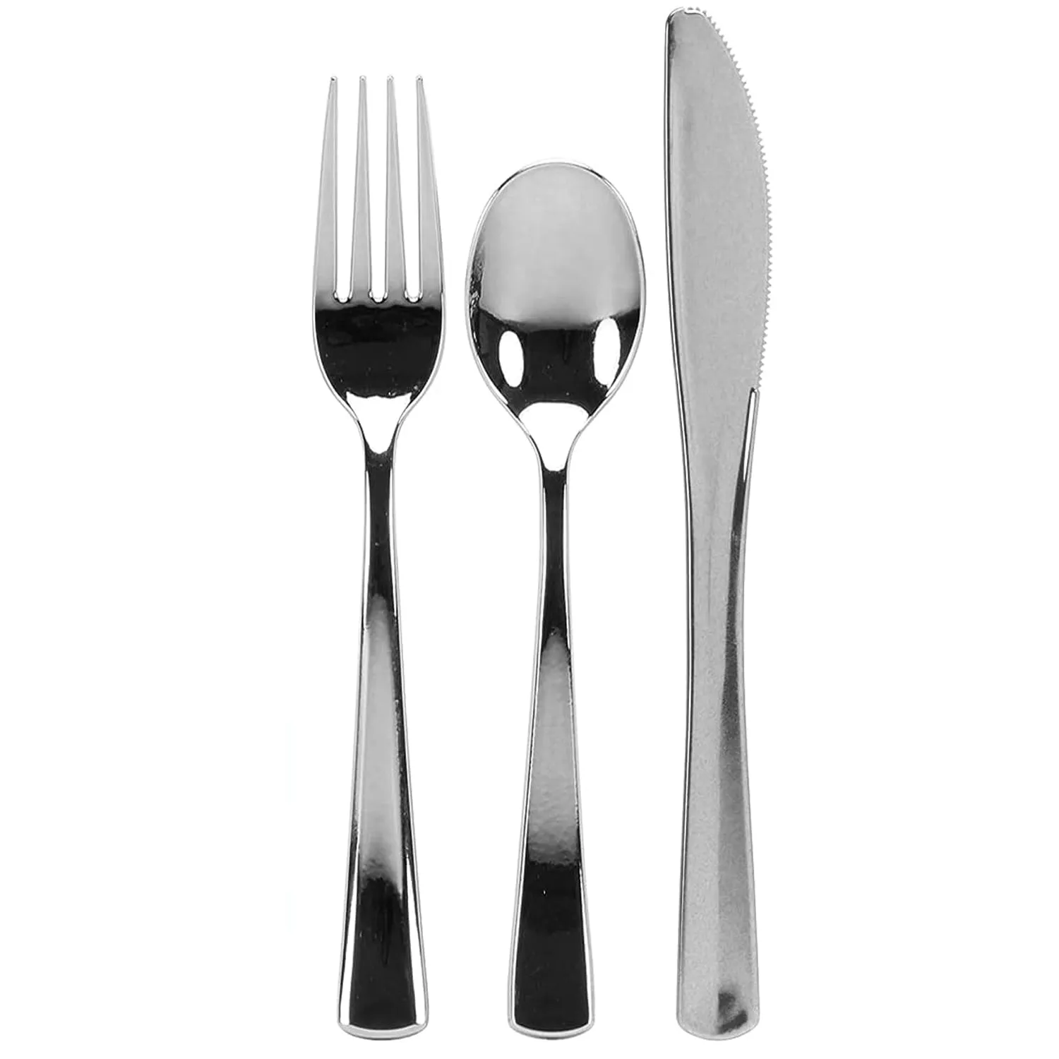 Cutlery Silverware Extra Heavyweight Disposable Flatware Combo Silver 96 Pieces