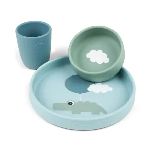 Done by Deer, Silicone Dinner Set, Happy Clouds Blue