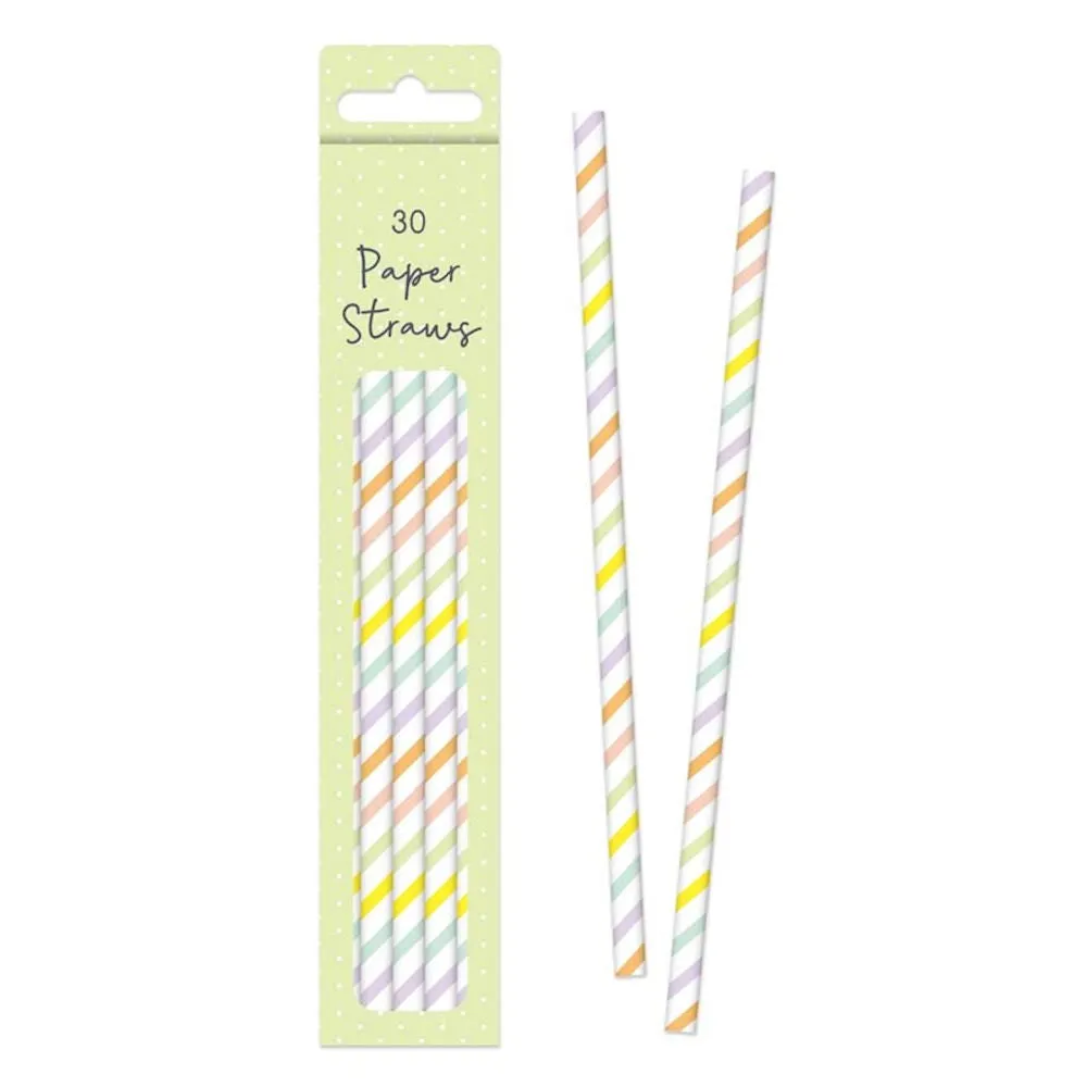 Easter Paper Straws - 30 Pack Festive Eco-Friendly Party Supplies Assorted Designs