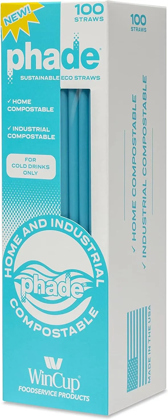 Eco-Friendly 7.75 Inches Jumbo Drinking Straws - Marine Biodegradable, Compostable, Individually Wrapped