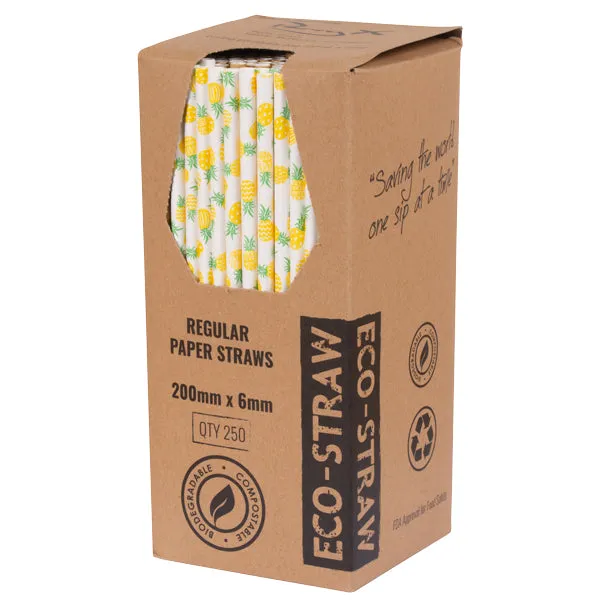 Eco-Straw Regular Paper Straw 6mm Pineapple Print 2500pcs