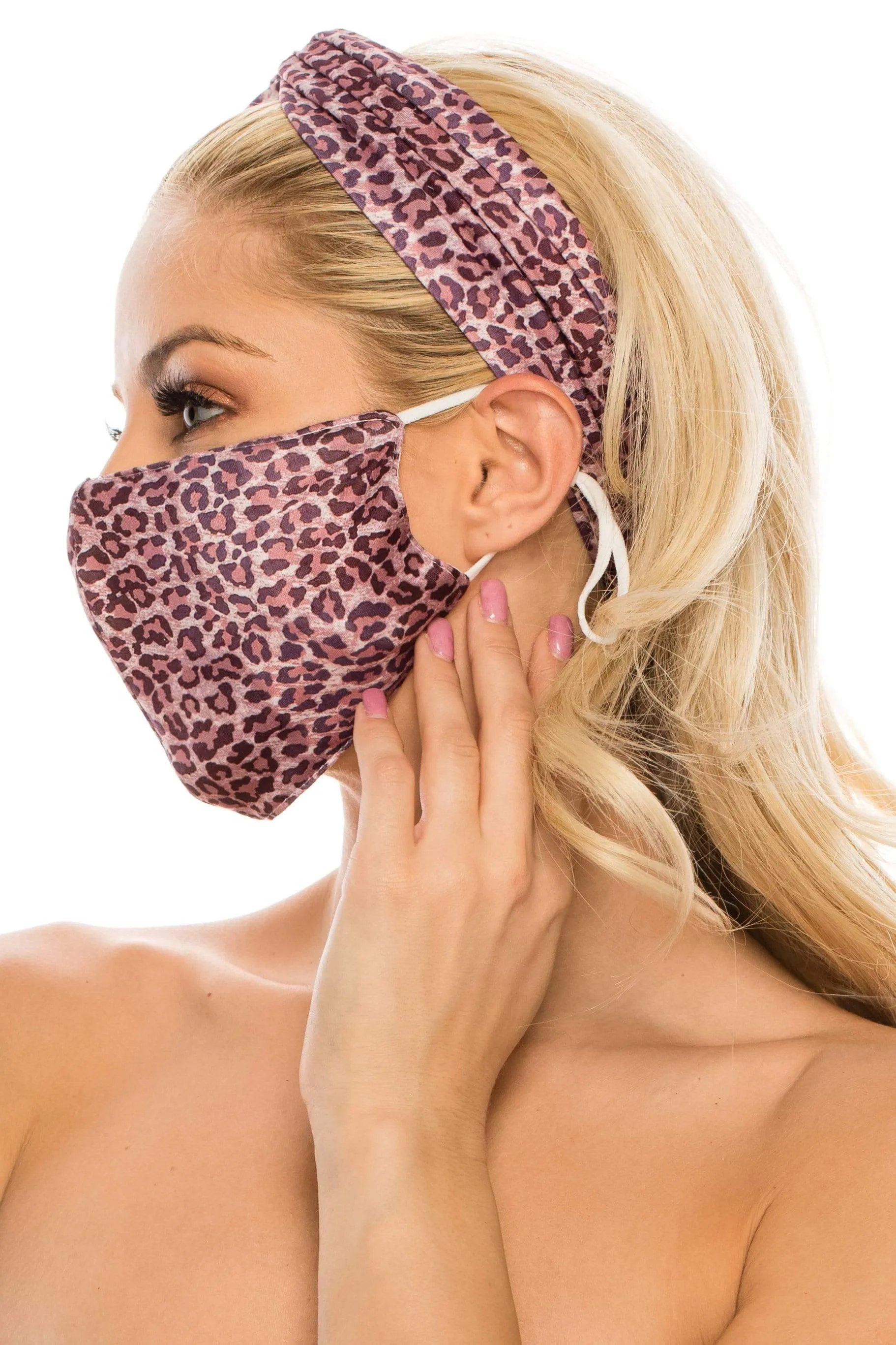 Fashion Fabric Reusable Mask with Adjustable Earloops with Matching Headband and 10 Free Filters