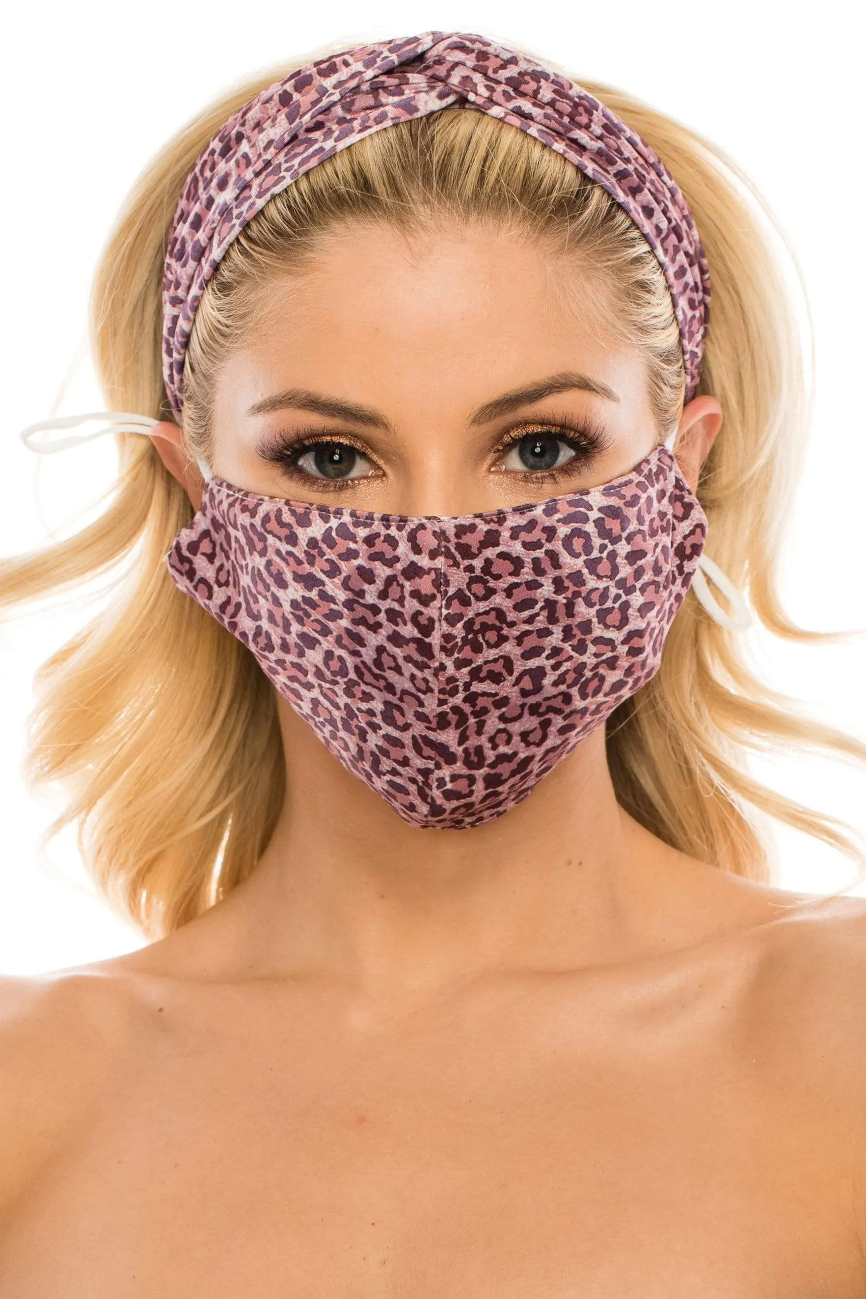 Fashion Fabric Reusable Mask with Adjustable Earloops with Matching Headband and 10 Free Filters