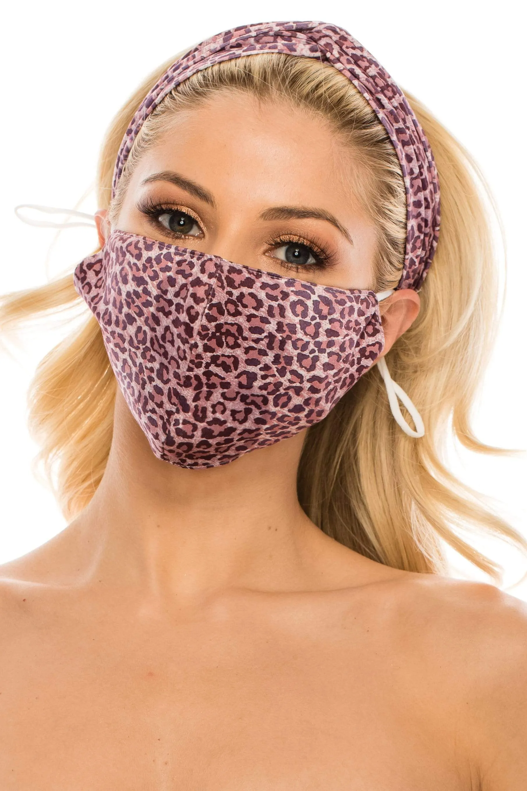 Fashion Fabric Reusable Mask with Adjustable Earloops with Matching Headband and 10 Free Filters