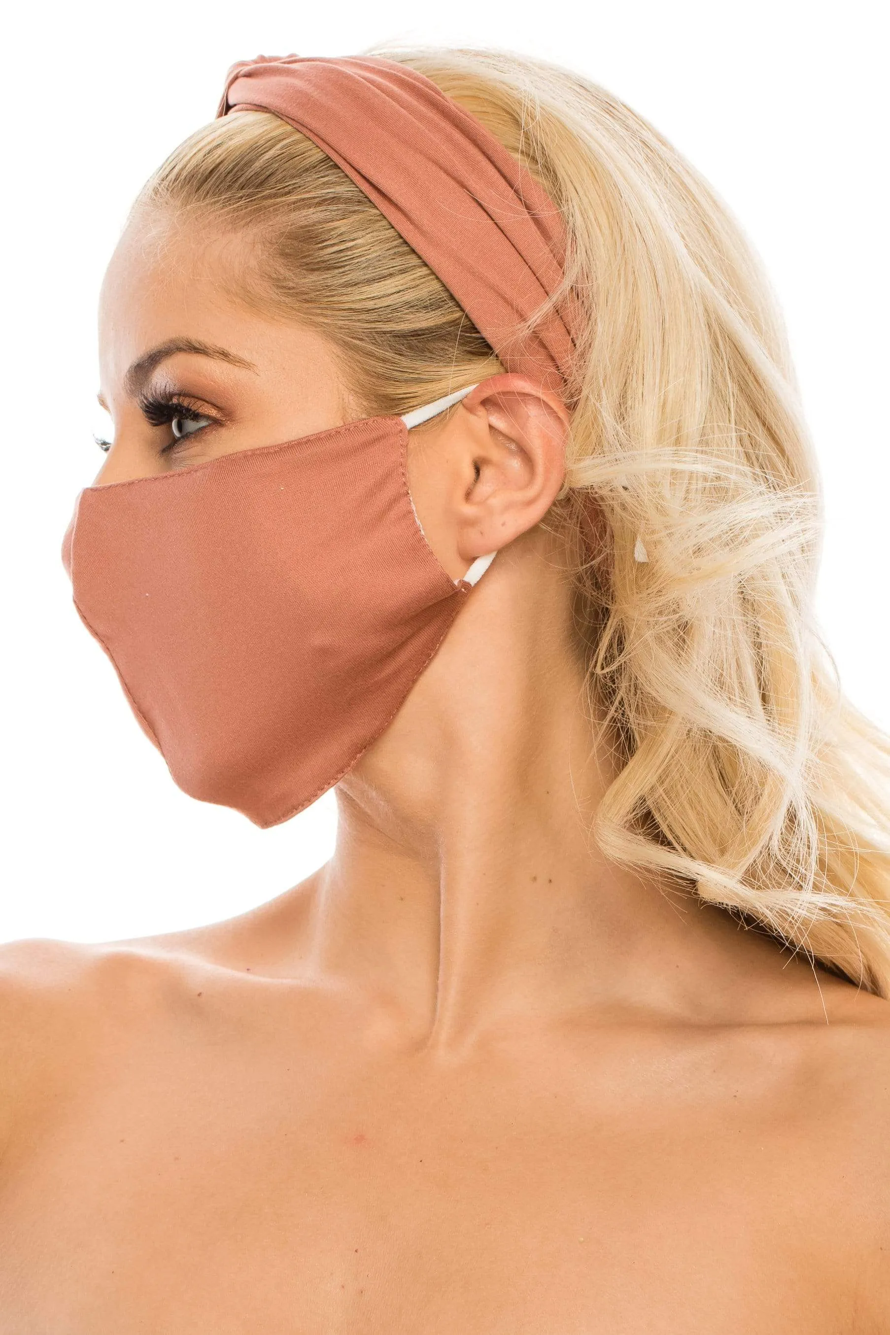 Fashion Fabric Reusable Mask with Adjustable Earloops with Matching Headband and 10 Free Filters