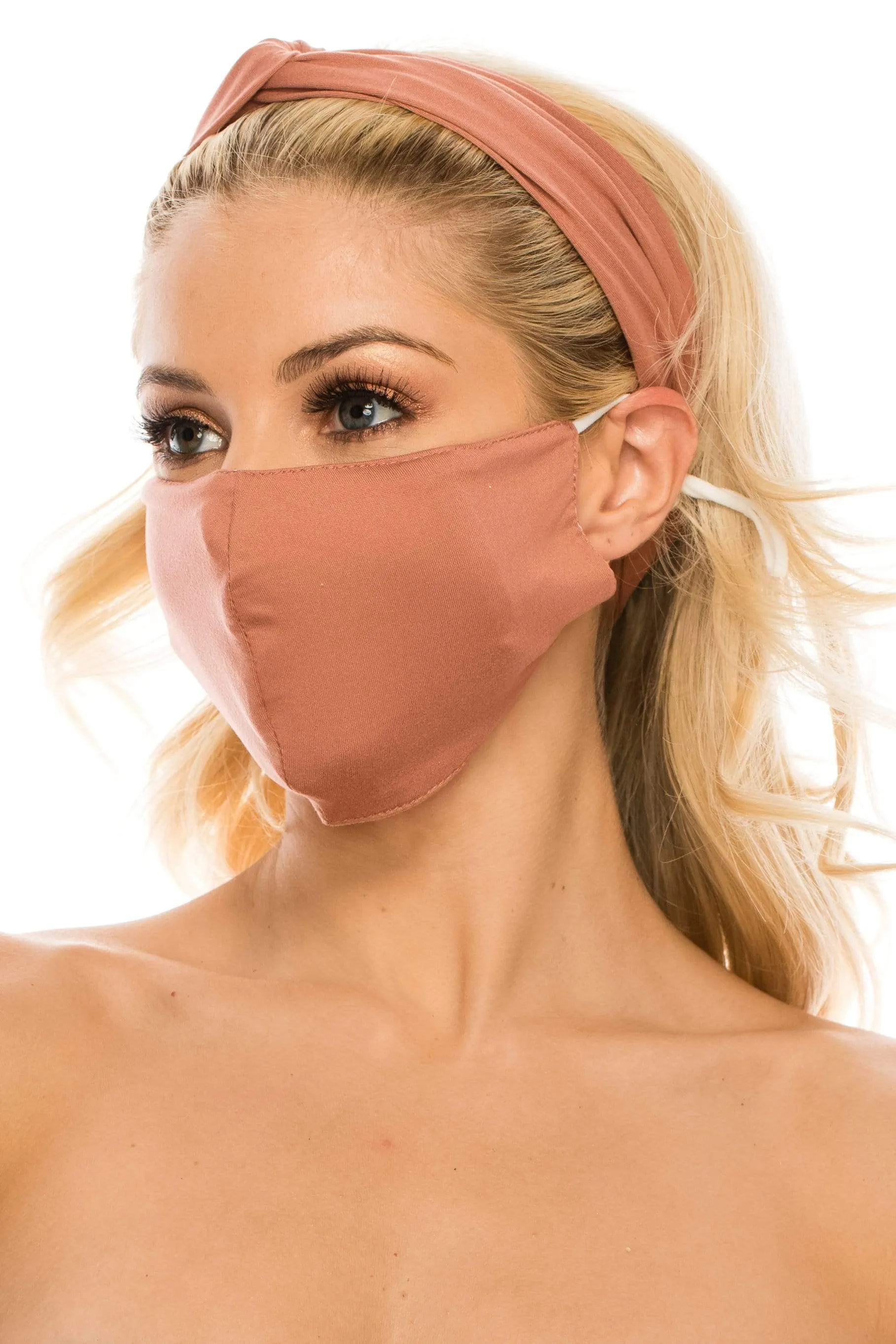 Fashion Fabric Reusable Mask with Adjustable Earloops with Matching Headband and 10 Free Filters