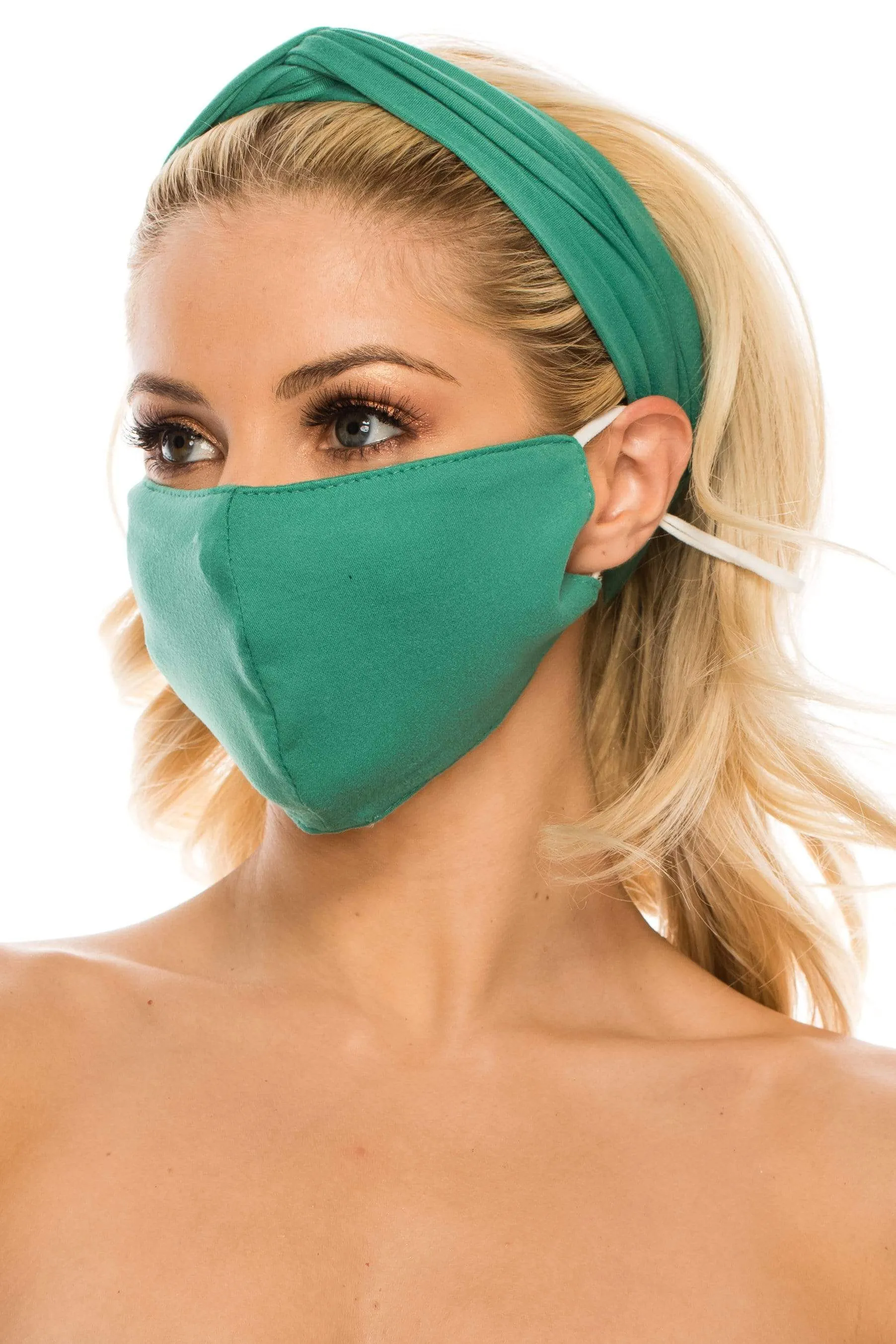 Fashion Fabric Reusable Mask with Adjustable Earloops with Matching Headband and 10 Free Filters