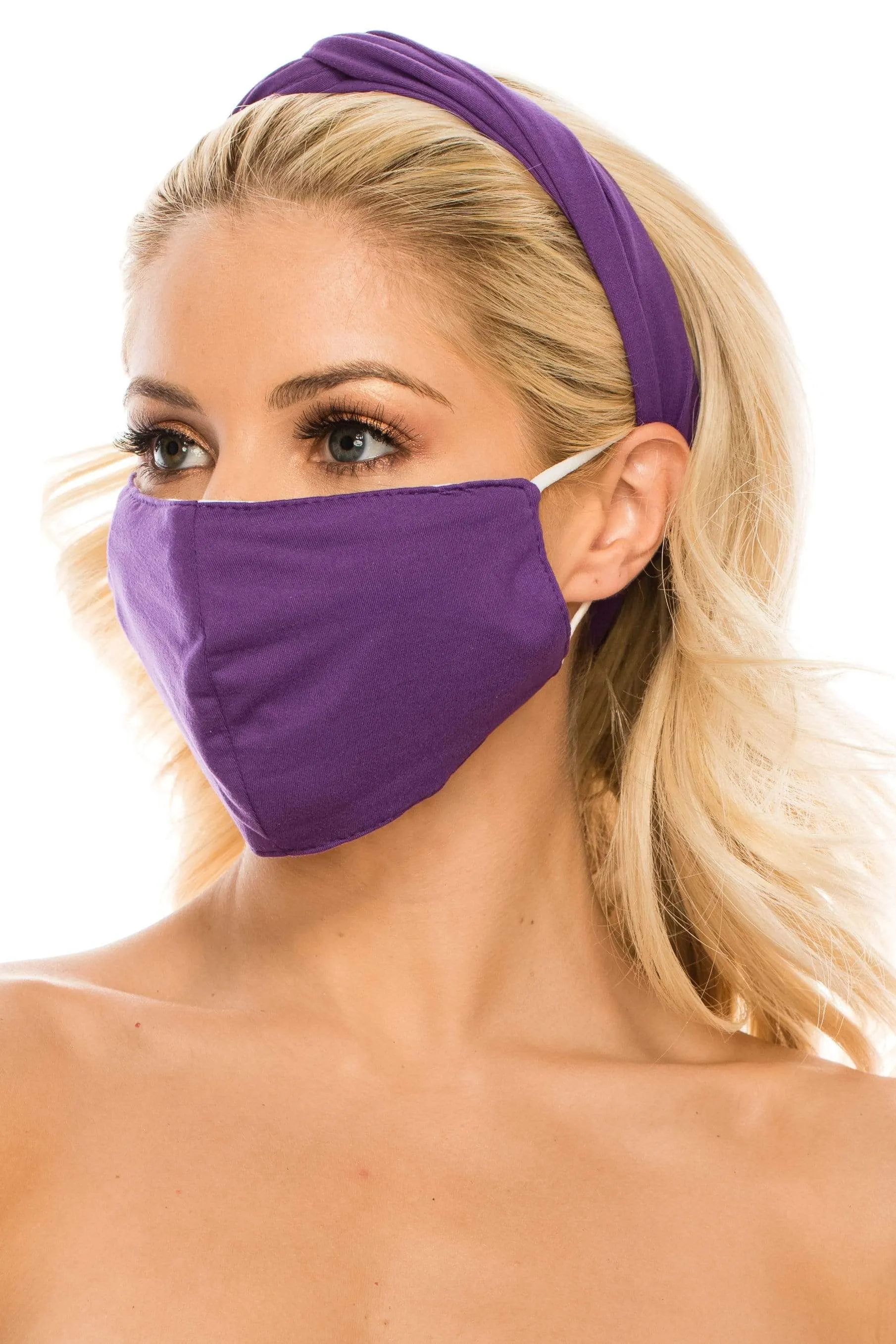 Fashion Fabric Reusable Mask with Adjustable Earloops with Matching Headband and 10 Free Filters