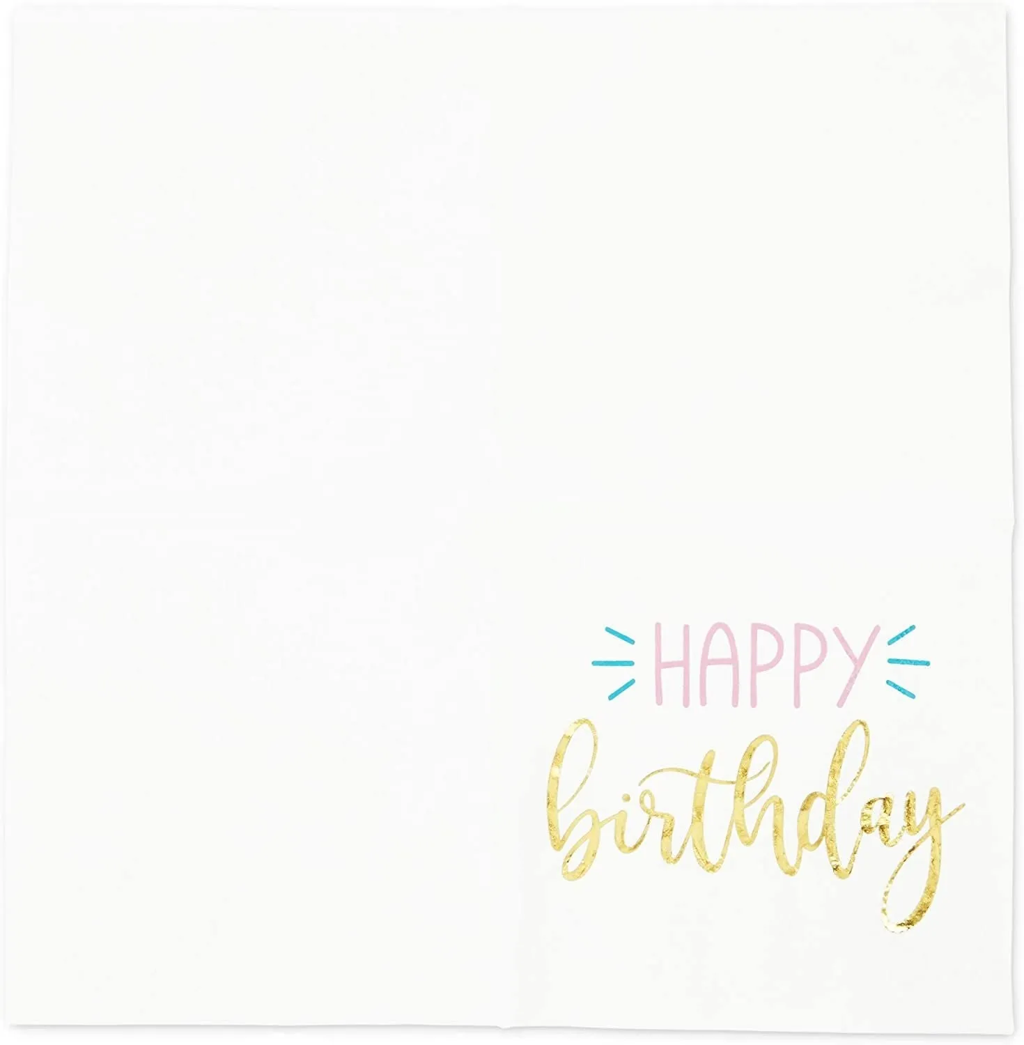 Gold Foil Happy Birthday Paper Napkins (5 x 5 Inches, 50 Pack)