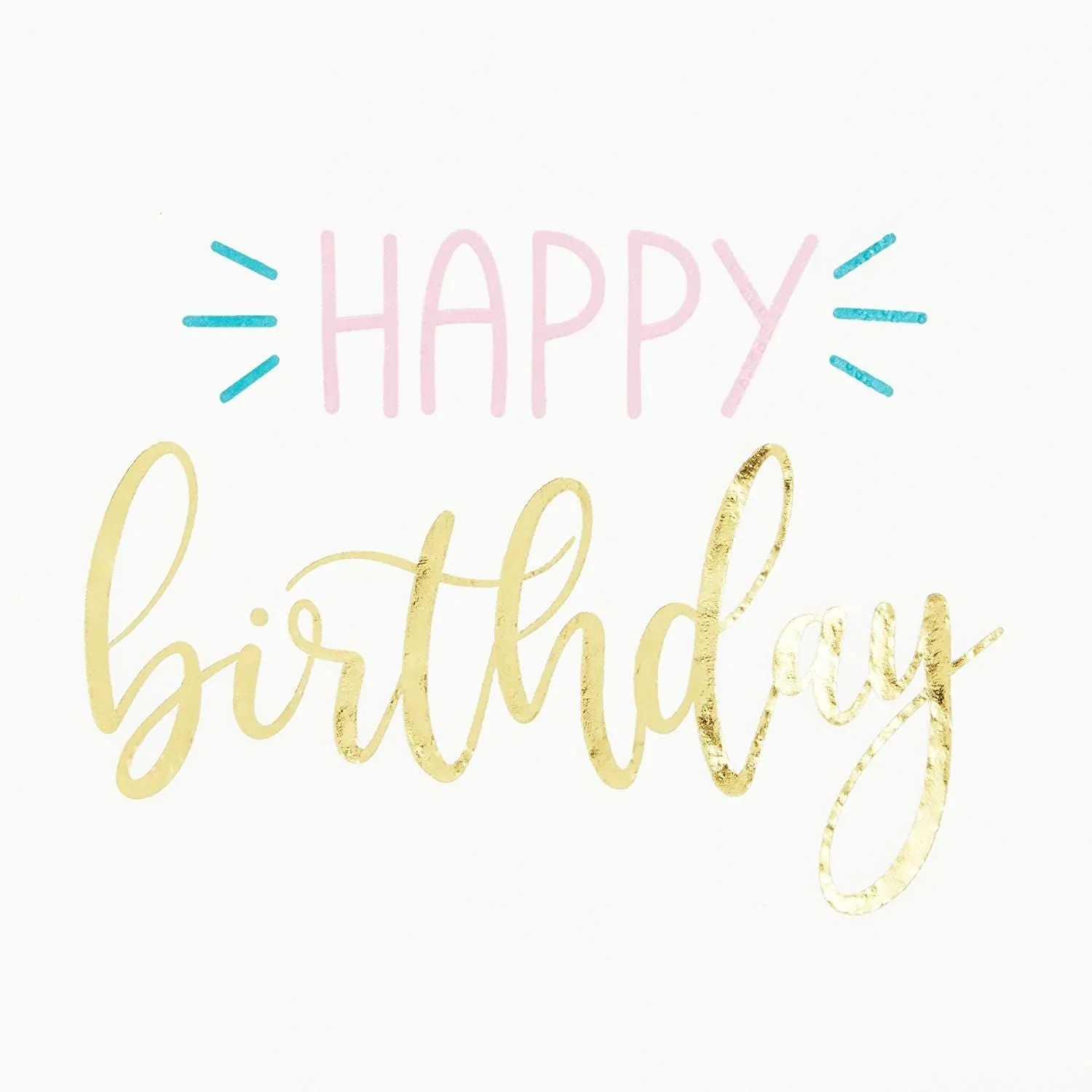 Gold Foil Happy Birthday Paper Napkins (5 x 5 Inches, 50 Pack)