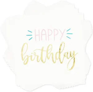 Gold Foil Happy Birthday Paper Napkins (5 x 5 Inches, 50 Pack)