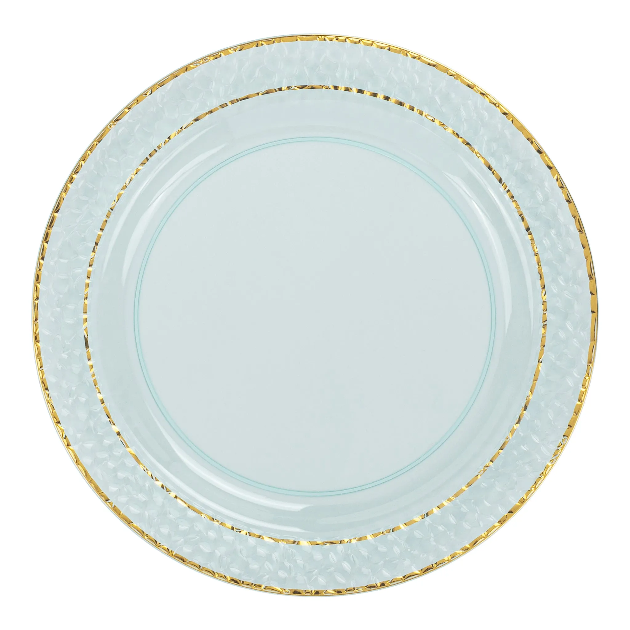 Hammered Disposable Plastic Plates 40 pcs Combo Pack - Blue Gold-Trimmed