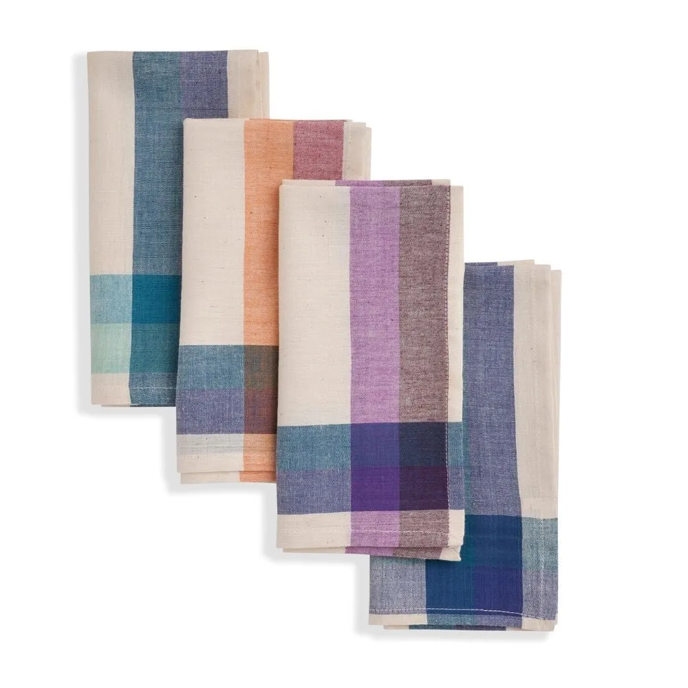 Hand-woven Clove Madras Napkins, Set of 4