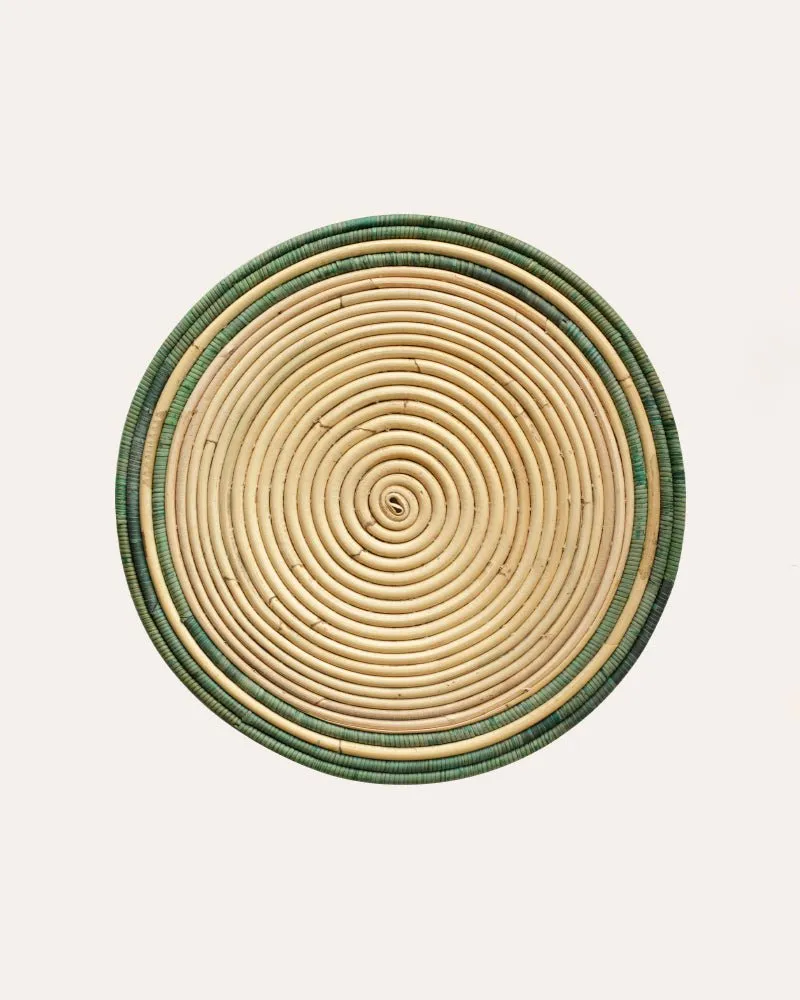 Handwoven Circular Rattan Placemats, Set Of Four - Green