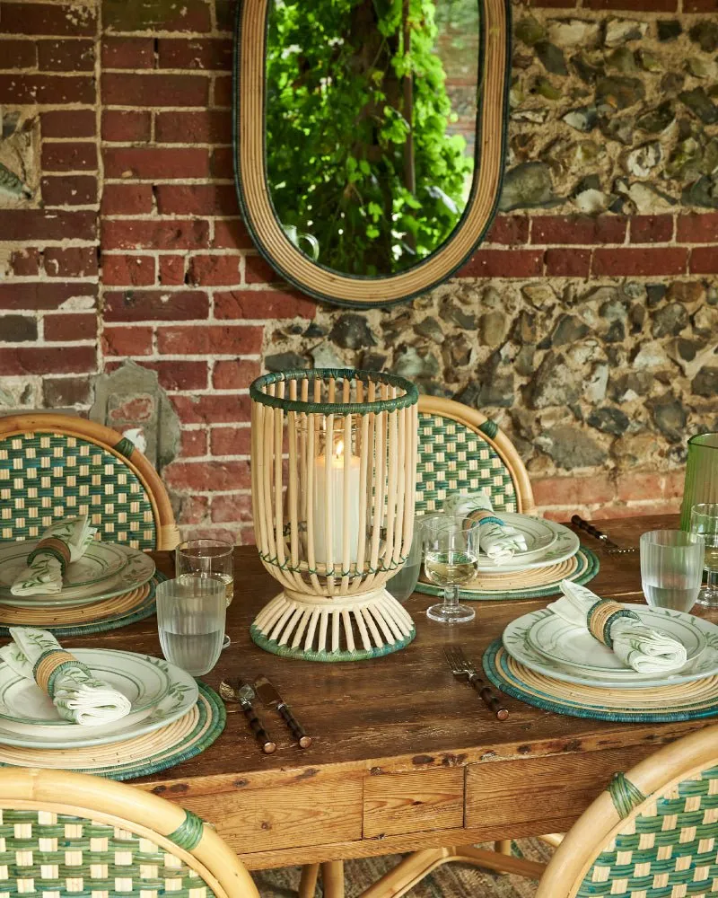 Handwoven Circular Rattan Placemats, Set Of Four - Green