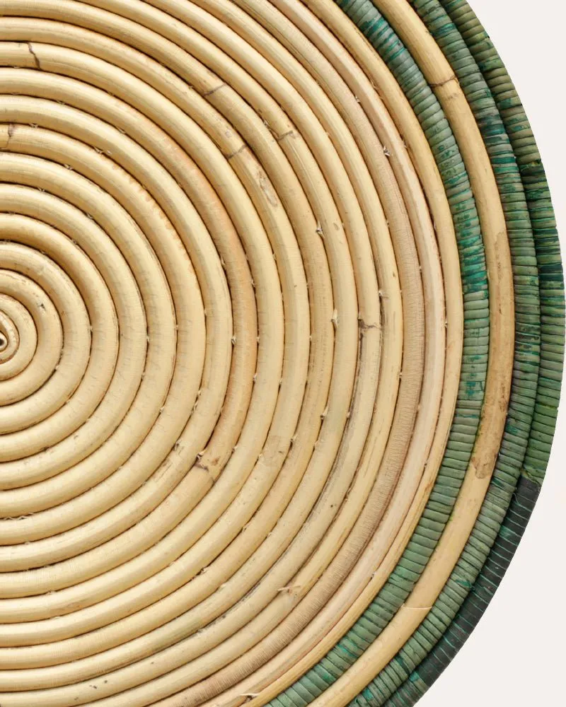 Handwoven Circular Rattan Placemats, Set Of Four - Green