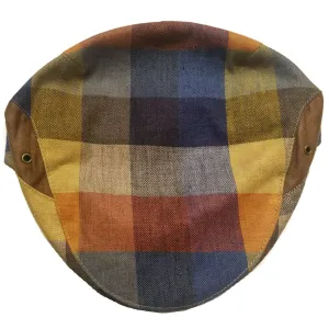 Herringbone Squares Driving Cap in Linen from Magill