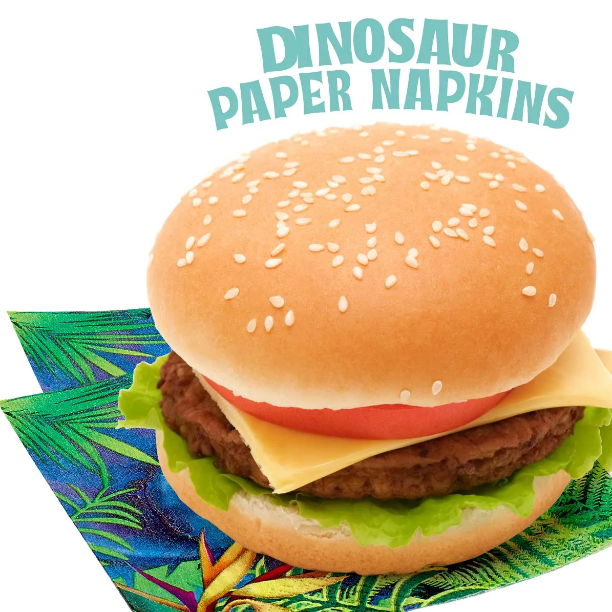 Kicko Dinosaur Paper Napkins - 64 Pack - 6.45 x 6.45 Inches - Disposable Dinner