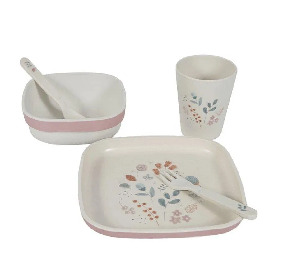 Little Dutch Bamboo Tableware Set Spring Flowers Print