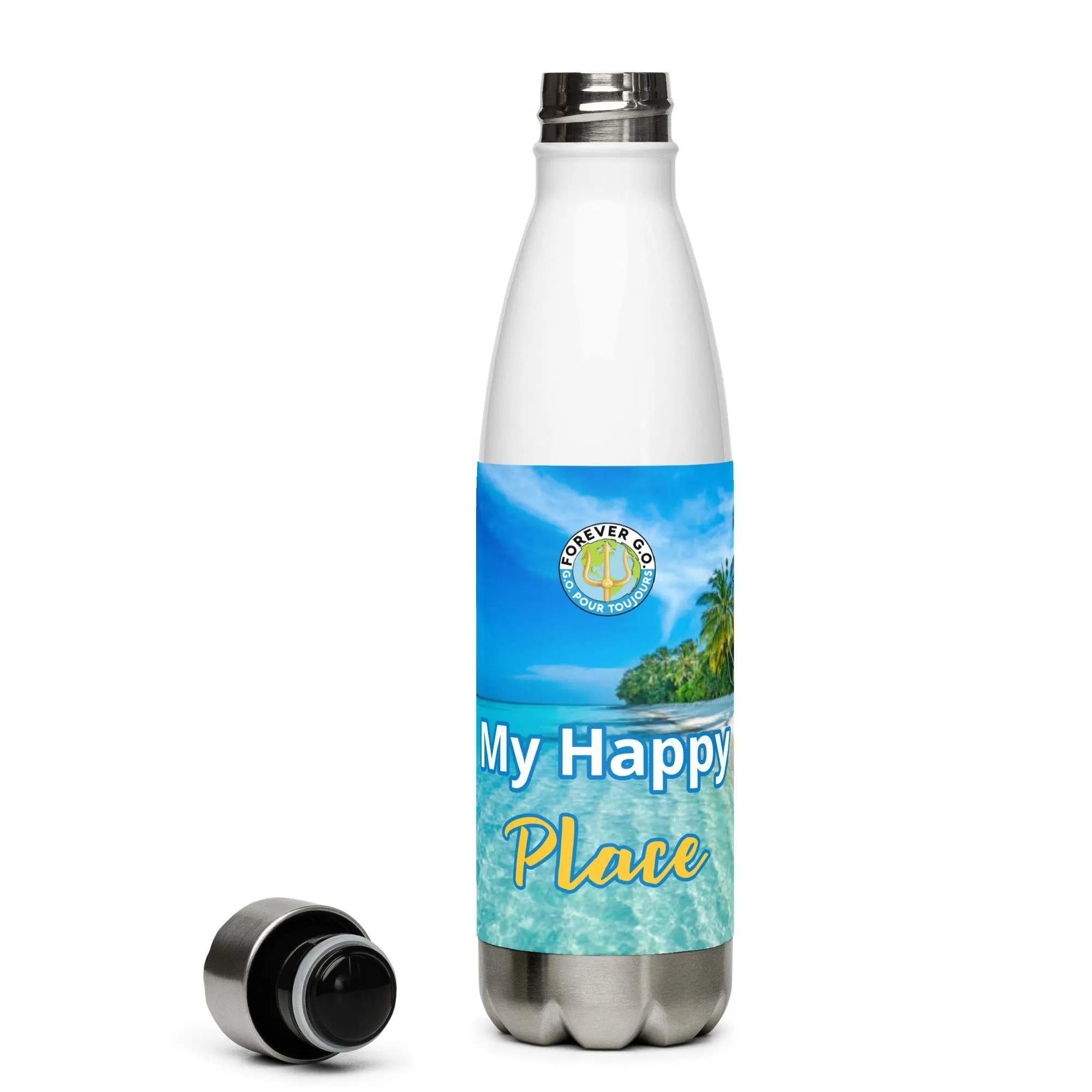 My Happy Place - The Beach and Forever G.O. Stainless Steel Water Bottle