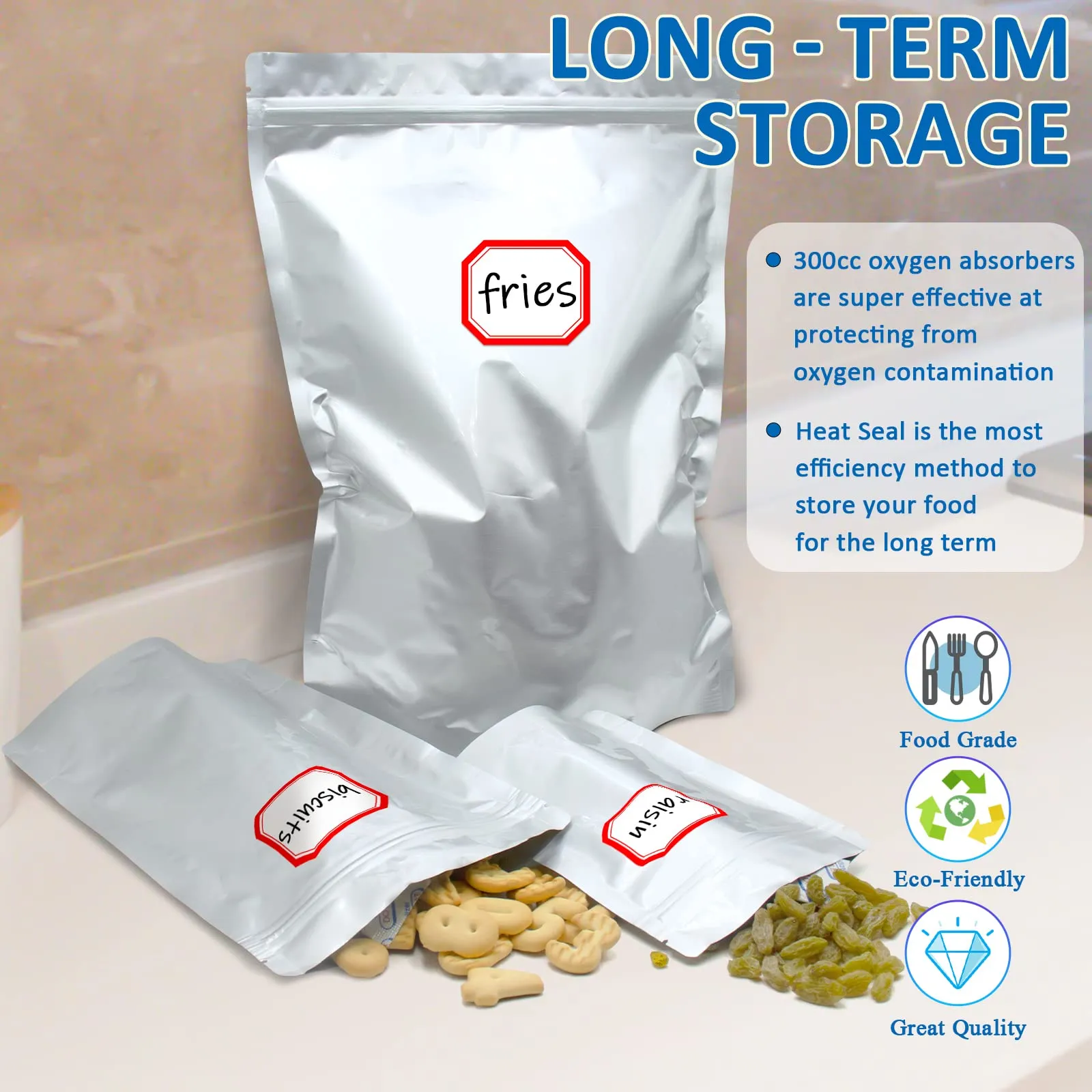 Mylar Bags 100-Pack w/ Oxygen Absorbers