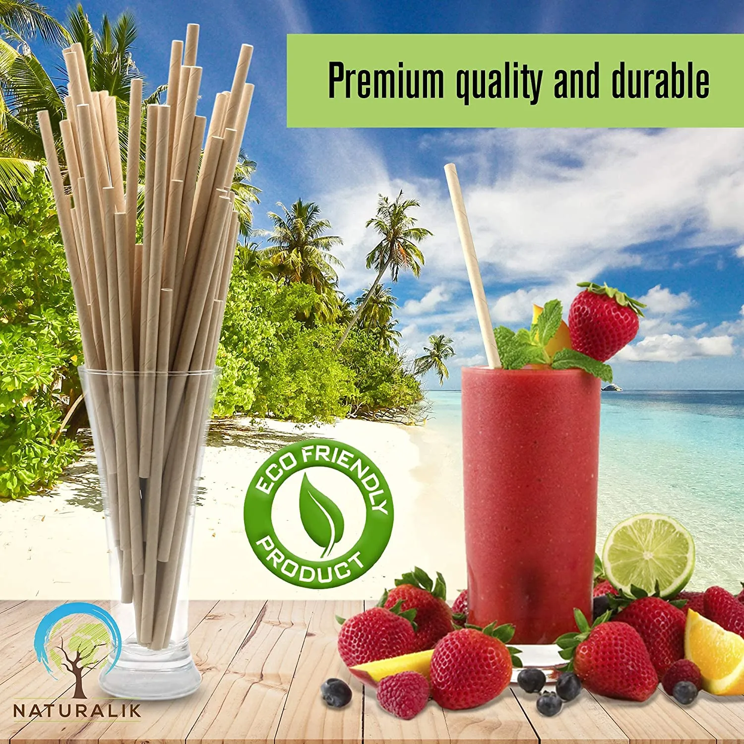 Paper Straws Biodegradable- Premium Eco-Friendly Paper Straws Bulk- Drinking Straws for Juices, Restaurants and Party supplies, 7.7" 300 Count, 2 Boxes