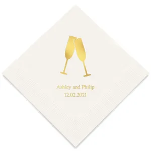 PERSONALIZED FOIL PRINTED PAPER NAPKINS - Champagne Flutes
(50/pkg)