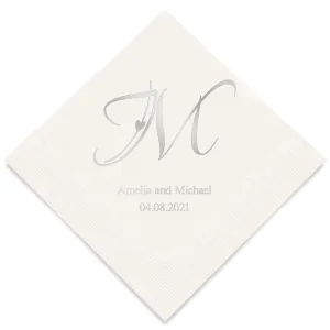 PERSONALIZED FOIL PRINTED PAPER NAPKINS - Decorative Initial Monogram
(50/pkg)