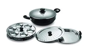 Pigeon Titanium Hard Anodised Aluminium Multi Kadai Set, 280mm, 6-Pieces, Black